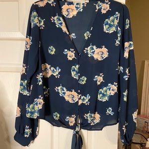 Floral Tie-Front Blouse